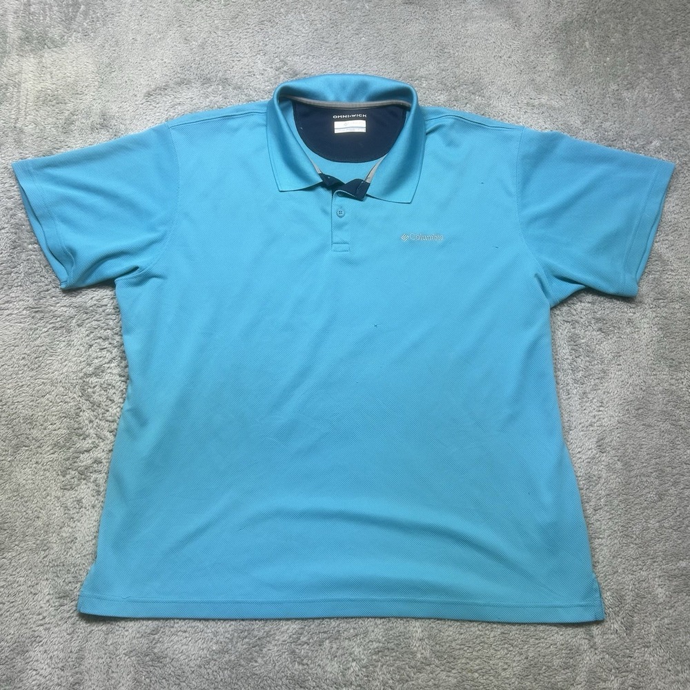 Columbia Utilizer Polo Shirt Men's 2XL Blue‎ Short Sleeve Omni-Wick *PULLS